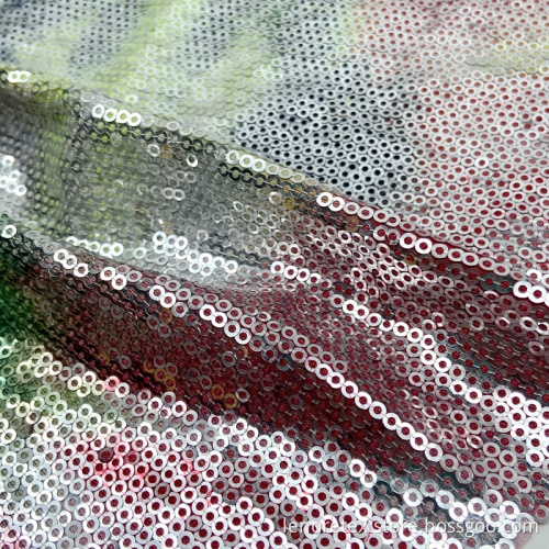 Polyester Knit Tie Dyed Jersey Embroidered Sequins Fabric